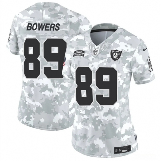 Women's Las Vegas Raiders #89 Brock Bowers 2024 F.U.S.E Arctic Camo Salute To Service Limited Stitched Jersey(Run Small) - Ujersey