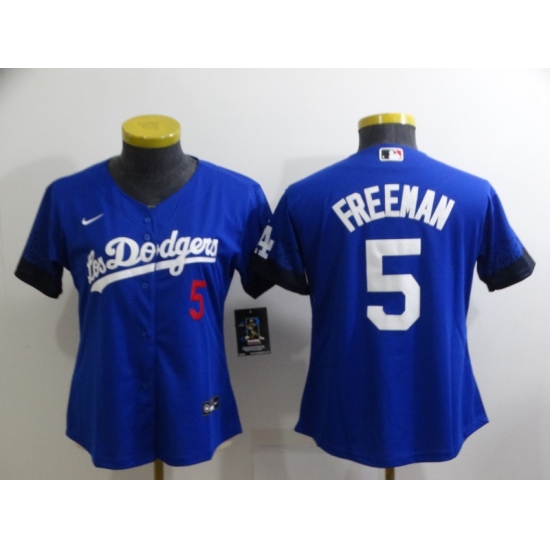 Women's Nike Los Angeles Dodgers #5 Freddie Freeman Blue City Player Jersey - Ujersey