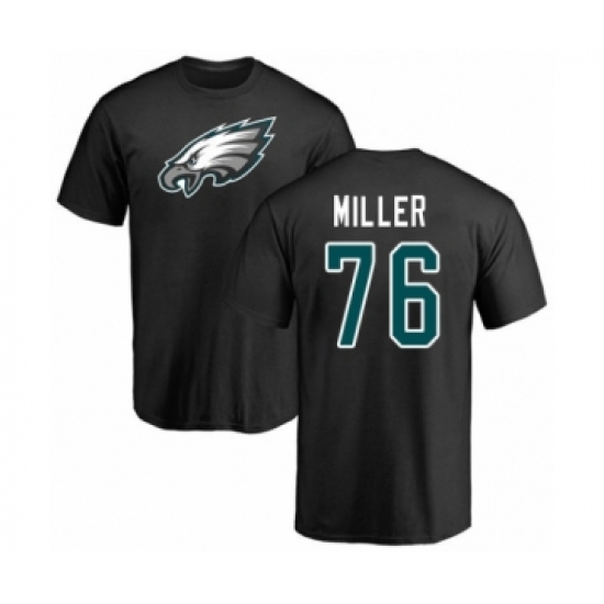 Philadelphia Eagles #76 Shareef Miller Black Name & Number Logo T-Shirt - Ujersey