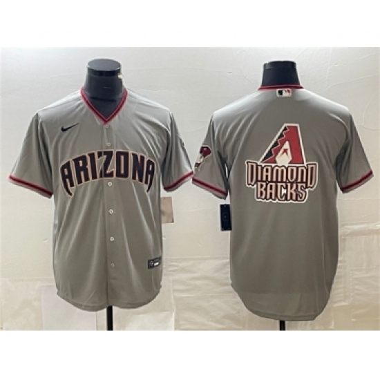 Men's Arizona Diamondbacks Gray Team Big Logo Cool Base Stitched Baseball Jersey - Ujersey