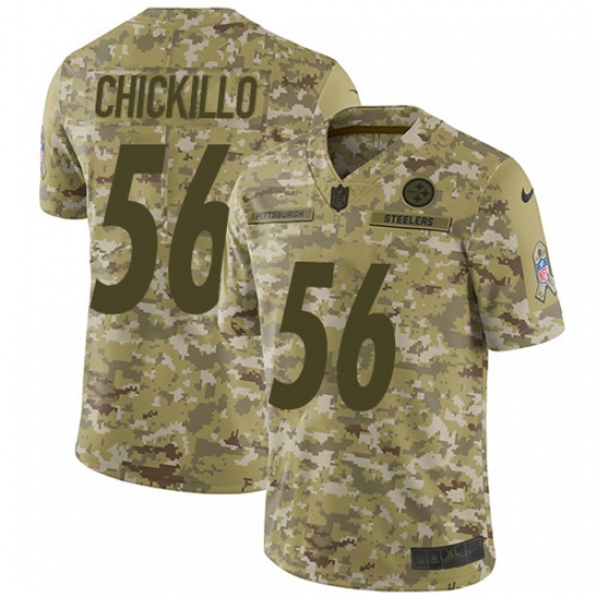 Youth Nike Pittsburgh Steelers #56 Anthony Chickillo Limited Camo 2018 Salute to Service NFL Jersey - Ujersey