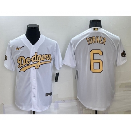 Men's Los Angeles Dodgers #6 Trea Turner White 2022 All Star Stitched Cool Base Nike Jersey - Ujersey