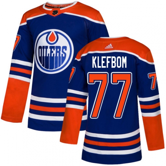 Youth Adidas Edmonton Oilers #77 Oscar Klefbom Authentic Royal Blue Alternate NHL Jersey - Ujersey