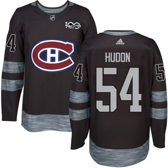 Men's Adidas Montreal Canadiens #54 Charles Hudon Authentic Black 1917-2017 100th Anniversary NHL Jersey - Ujersey