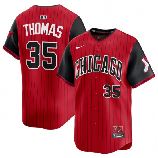 Men's Chicago White Sox #35 Frank Thomas Red Black 2025 City Connect Limited Stitched Baseball Jersey - Ujersey