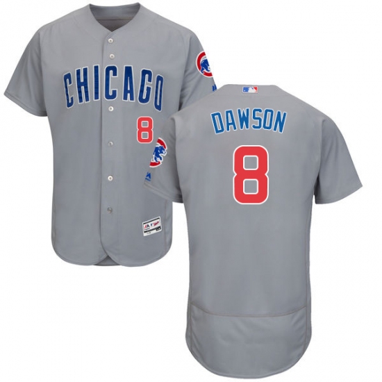 Men's Majestic Chicago Cubs #8 Andre Dawson Grey Road Flex Base Authentic Collection MLB Jersey - Ujersey
