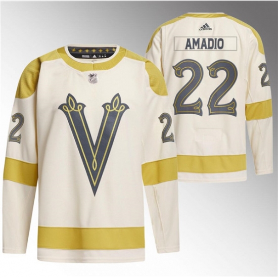 Men's Vegas Golden Knights #22 Michael Amadio Cream 2024 Winter Classic Breakaway Stitched Jersey - Ujersey