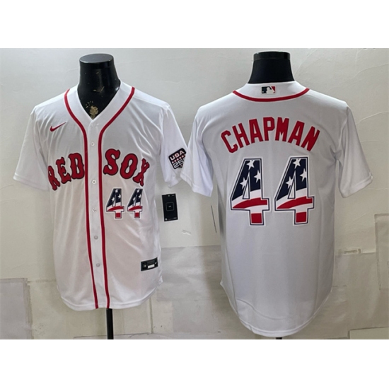 Men's Boston Red Sox #44 Aroldis Chapman White 2026 USA 250 Fourth of July Home Stitched Baseball Jersey - Ujersey