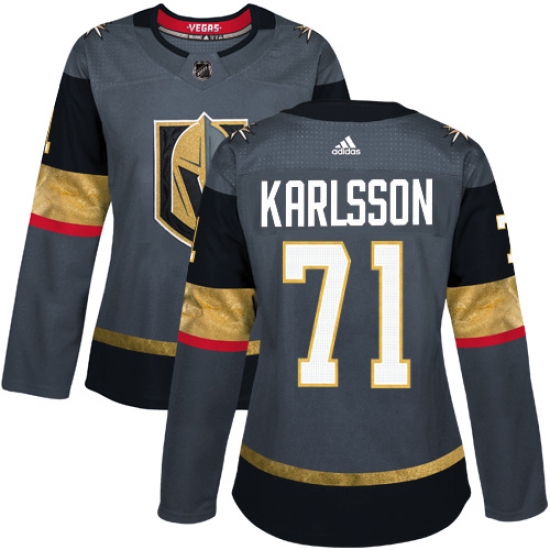 Women's Adidas Vegas Golden Knights #71 William Karlsson Authentic Gray Home NHL Jersey - Ujersey