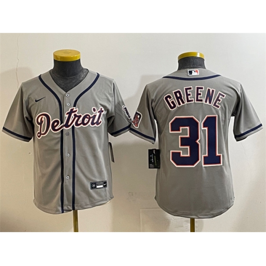 Youth Detroit Tigers #31 Riley Greene Gray Cool Base Stitched Baseball Jersey - Ujersey