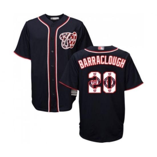 Men's Washington Nationals #20 Kyle Barraclough Authentic Navy Blue Team Logo Fashion Cool Base Baseball Jersey - Ujersey
