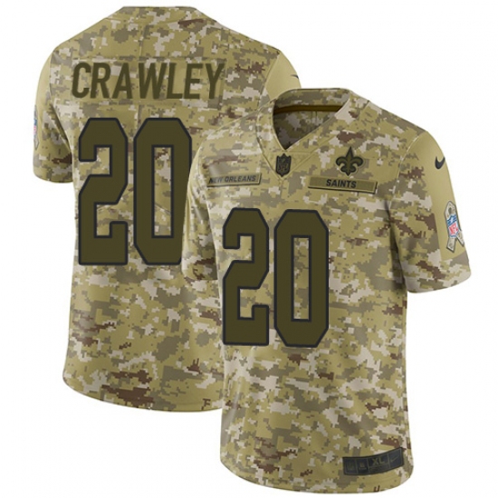 Youth Nike New Orleans Saints #20 Ken Crawley Limited Camo 2018 Salute to Service NFL Jersey - Ujersey