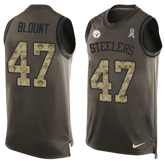 Men's Nike Pittsburgh Steelers #47 Mel Blount Limited Green Salute to Service Tank Top NFL Jersey - Ujersey
