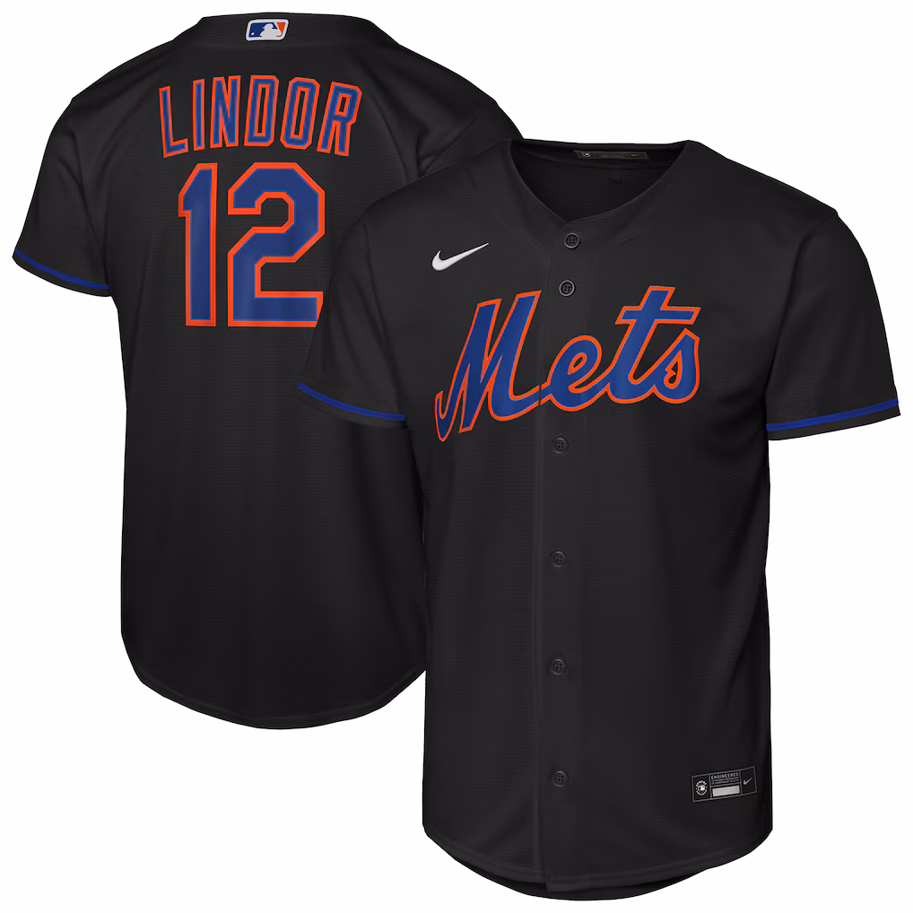 Youth New York Mets Francisco Lindor Nike Black Alternate Replica Jersey - ujerseystore