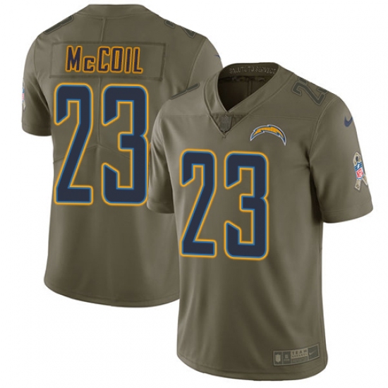 Youth Nike Los Angeles Chargers #23 Dexter McCoil Limited Olive 2017 Salute to Service NFL Jersey - Ujersey
