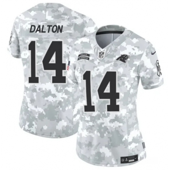 Women's Carolina Panthers #14 Andy Dalton 2024 F.U.S.E Arctic Camo Salute To Service Limited Stitched Football Jersey(Run Small) - Ujersey