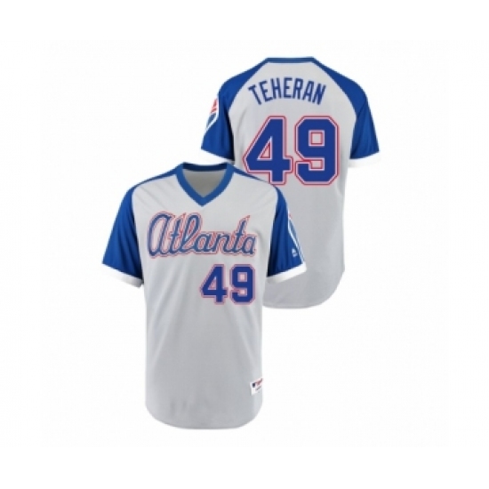 Men's Atlanta Braves #49 Turn Back the Clock Julio Teheran Gray Royal 1979 Authentic Jersey - Ujersey