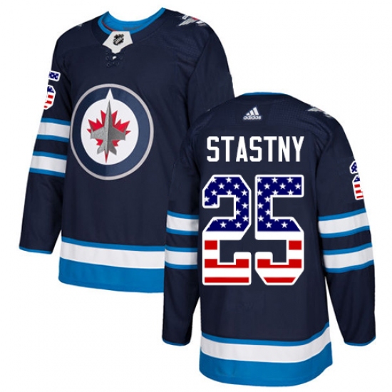 Men's Adidas Winnipeg Jets #25 Paul Stastny Authentic Navy Blue USA Flag Fashion NHL Jersey - Ujersey