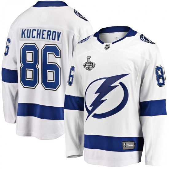 Men's Tampa Bay Lightning #86 Nikita Kucherov Fanatics Branded White 2020 Stanley Cup Final Bound Away Player Breakaway Jersey - Ujersey