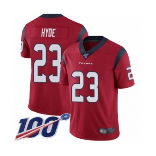 Men's Houston Texans #23 Carlos Hyde Red Alternate Vapor Untouchable Limited Player 100th Season Football Jersey - Ujersey