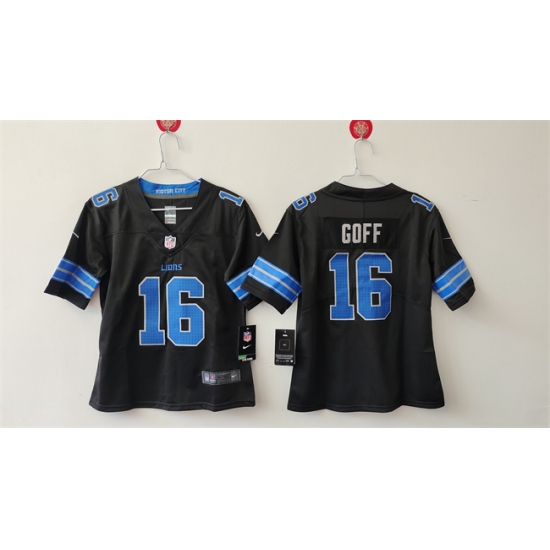 Youth Detroit Lions #16 Jared Goff Black 2024 F.U.S.E. Vapor Limited Stitched Jersey - Ujersey