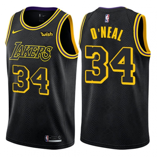 Women's Nike Los Angeles Lakers #34 Shaquille O'Neal Swingman Black NBA Jersey - City Edition - Ujersey