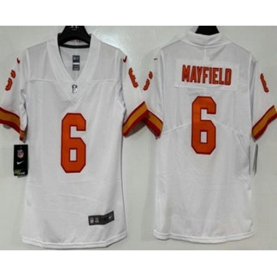 Women's Tampa Bay Buccaneers #6 Baker Mayfield Limited White Throwback Vapor Jersey - Ujersey