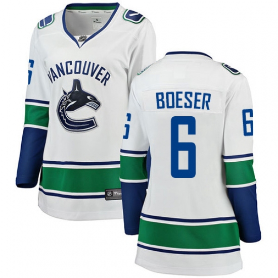 Women's Vancouver Canucks #6 Brock Boeser Fanatics Branded White Away Breakaway NHL Jersey - Ujersey