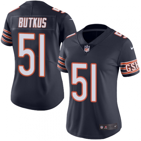 Women's Nike Chicago Bears #51 Dick Butkus Navy Blue Team Color Vapor Untouchable Limited Player NFL Jersey - Ujersey
