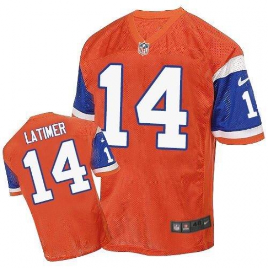 Men's Nike Denver Broncos #14 Cody Latimer Elite Orange Throwback NFL Jersey - Ujersey