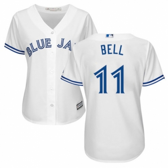 Women's Majestic Toronto Blue Jays #11 George Bell Replica White Home MLB Jersey - Ujersey