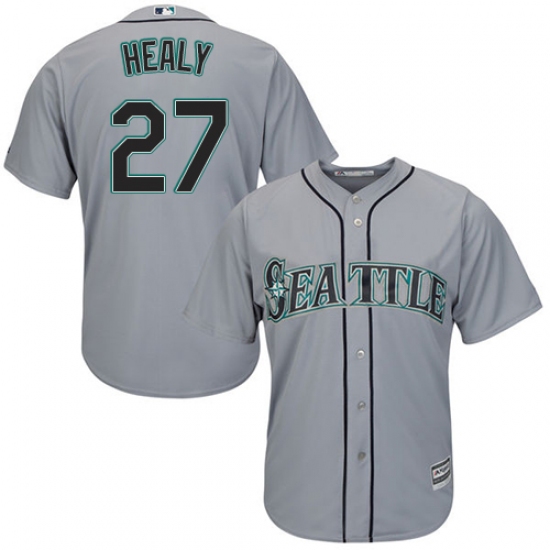 Youth Majestic Seattle Mariners #27 Ryon Healy Replica Grey Road Cool Base MLB Jersey - Ujersey