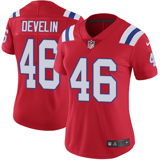 Women's Nike New England Patriots #46 James Develin Red Alternate Vapor Untouchable Limited Player NFL Jersey - Ujersey