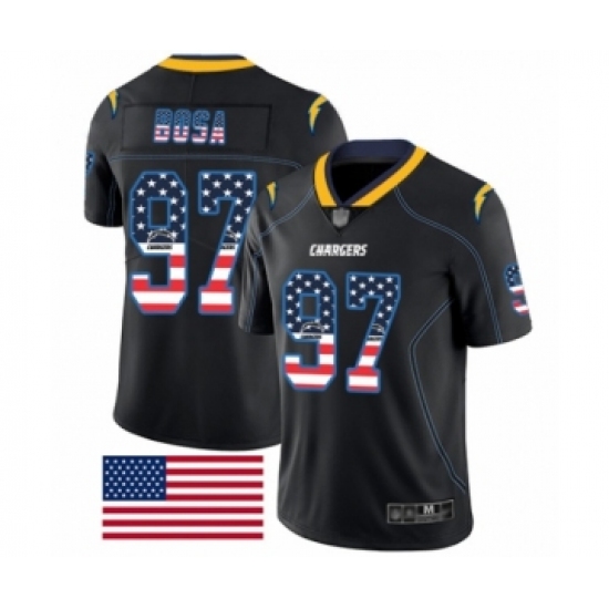 Men's Los Angeles Chargers #97 Joey Bosa Limited Black Rush USA Flag Football Jersey - Ujersey