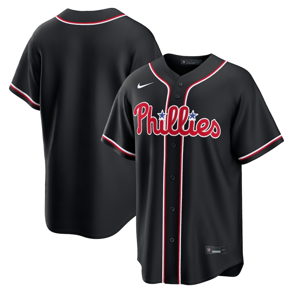 Men's Philadelphia Phillies Nike Fashion Replica Black Out Jersey - Ujersey Shop
