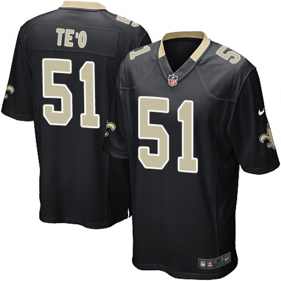 Men's Nike New Orleans Saints #51 Manti Te'o Game Black Team Color NFL Jersey - Ujersey