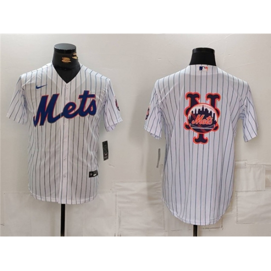 Men's New York Mets White Team Big Logo Cool Base Stitched Baseball Jersey - Ujersey