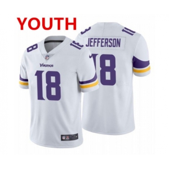 Youth Minnesota Vikings #18 Justin Jefferson 2020 White Vapor Untouchable Limited Stitched Jersey - Ujersey
