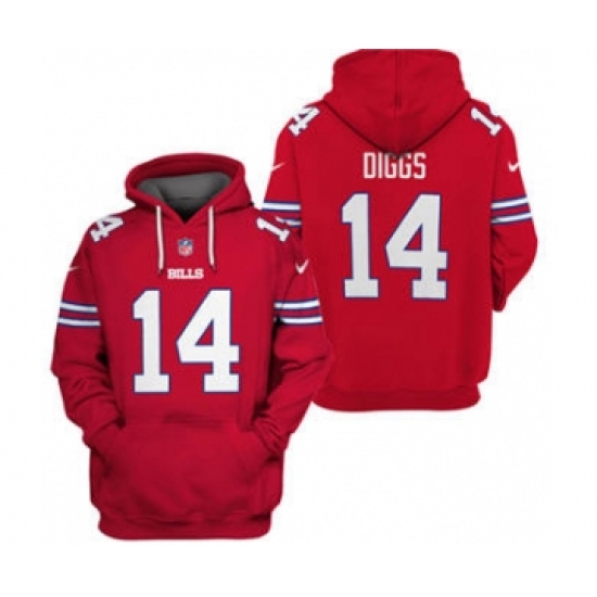 Men's Buffalo Bills #14 Stefon Diggs 2021 Red Pullover Football Hoodie - Ujersey