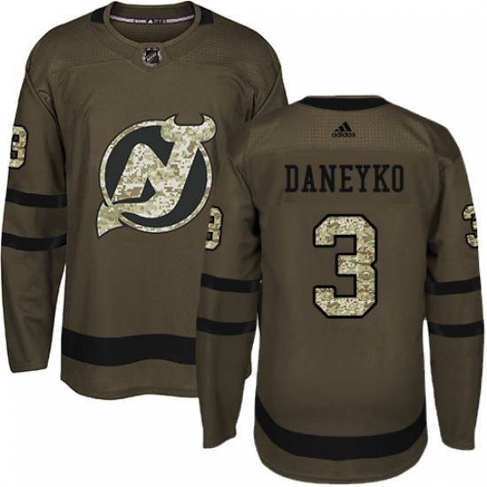 Men's Adidas New Jersey Devils #3 Ken Daneyko Authentic Green Salute to Service NHL Jersey - Ujersey