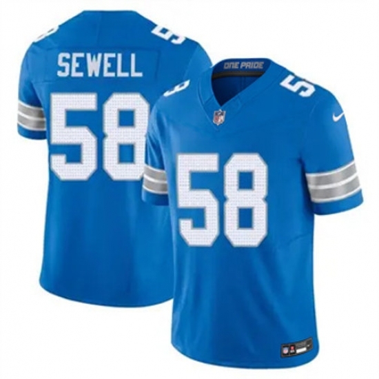 Youth Detroit Lions #58 Penei Sewell Blue 2024 F U S E Alternate Vapor Limited Stitched Jersey - Ujersey