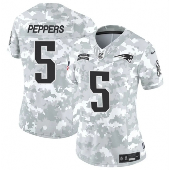 Women's New England Patriots #5 Jabrill Peppers 2024 F.U.S.E Arctic Camo Salute To Service Limited Stitched Jersey(Run Small) - Ujersey