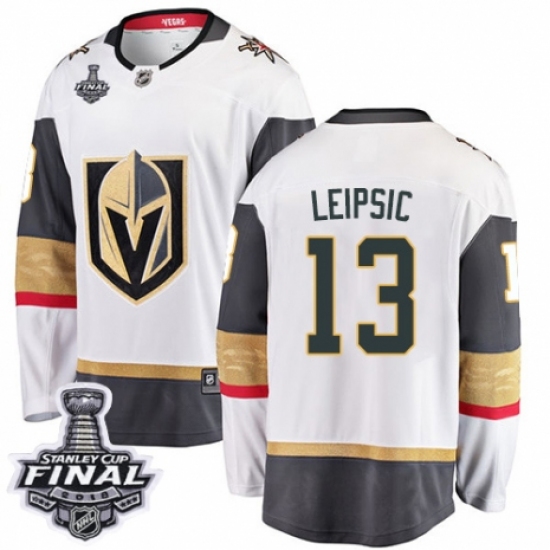 Men's Vegas Golden Knights #13 Brendan Leipsic Authentic White Away Fanatics Branded Breakaway 2018 Stanley Cup Final NHL Jersey - Ujersey