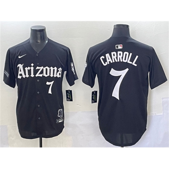 Men's Arizona Diamondbacks #7 Corbin Carroll Black 'Gothic Desert Fang Edition' Vapor Limited Stitched Baseball Jersey - Ujersey