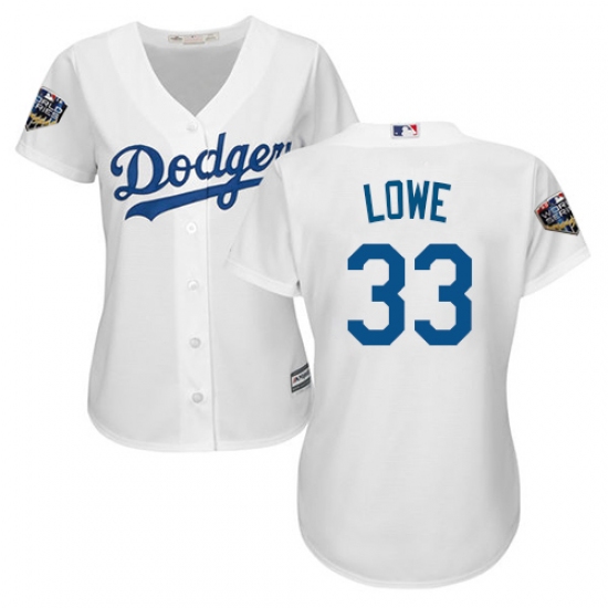 Women's Majestic Los Angeles Dodgers #33 Mark Lowe Authentic White Home Cool Base 2018 World Series MLB Jersey - Ujersey