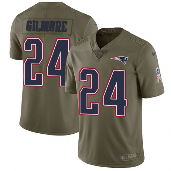 Men's Nike New England Patriots #24 Stephon Gilmore Limited Olive 2017 Salute to Service NFL Jersey - Ujersey