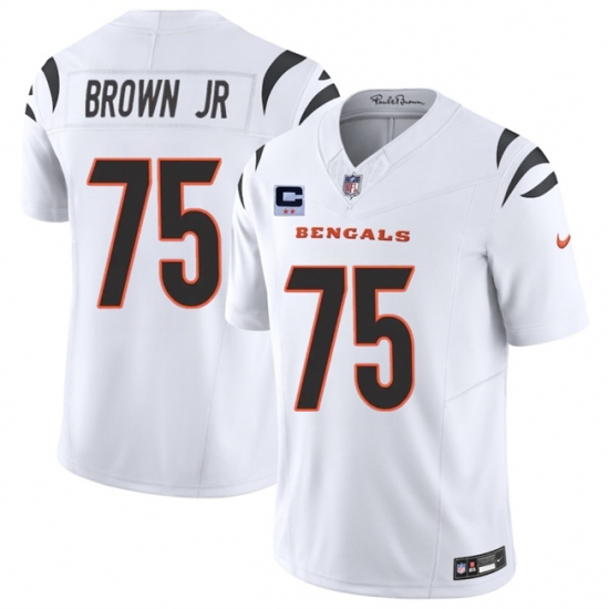 Men's Cincinnati Bengals #75 Orlando Brown Jr White 2025 F.U.S.E. With 2-Star C Vapor Untouchable Limited Stitched Football Jersey