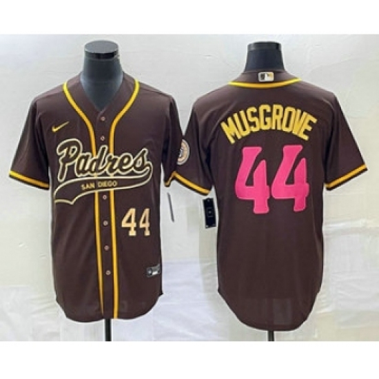 Men's San Diego Padres #44 Joe Musgrove Number Brown NEW 2023 City Connect Cool Base Stitched Jersey - Ujersey