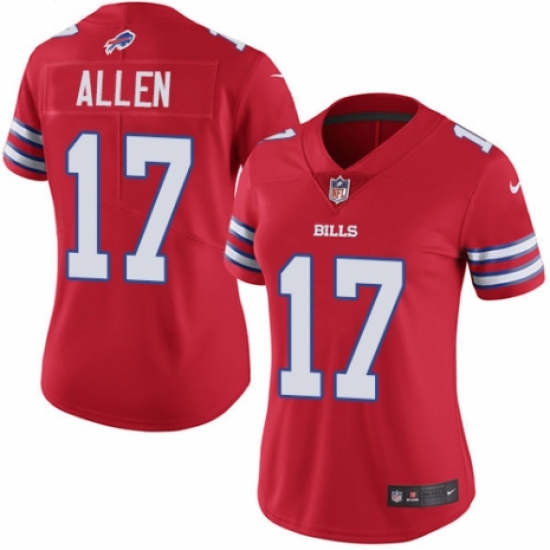 Women's Nike Buffalo Bills #17 Josh Allen Limited Red Rush Vapor Untouchable NFL Jersey - Ujersey