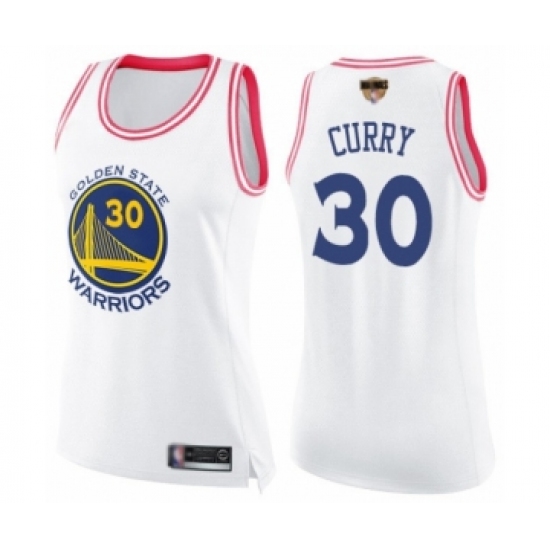 Women's Golden State Warriors #30 Stephen Curry Swingman White Pink Fashion 2019 Basketball Finals Bound Basketball Jersey - Ujersey